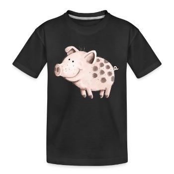 Süßes Schwein - Kinder Premium Bio T-Shirt - Schwarz - Vorne