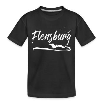 Flensburg Möwe - Kinder Premium Bio T-Shirt - Schwarz - Vorne