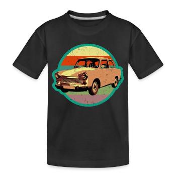 Cool Trabbi DDR retro design in used look - Kids' Premium Organic T-Shirt - black - Front