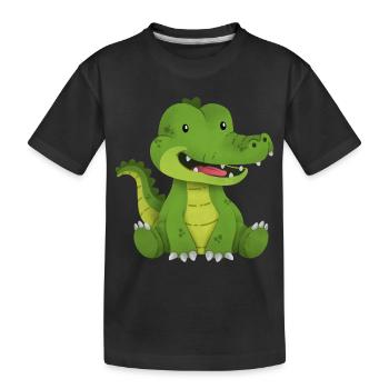 Krokodil - Kinder Premium Bio T-Shirt - Schwarz - Vorne