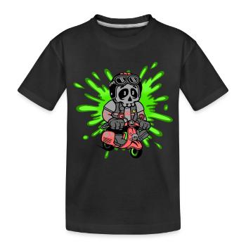 Skull Mofa Moped - Kinder Premium Bio T-Shirt - Schwarz - Vorne