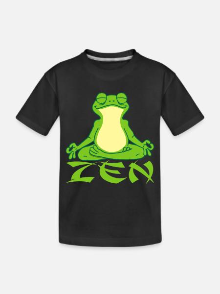 Kikker en yoga - Kinderen premium biologisch T-shirt - zwart
