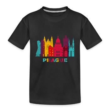 Prager Stadt Skyline Czeck Wahrzeichen - Kinder Premium Bio T-Shirt - Schwarz - Vorne