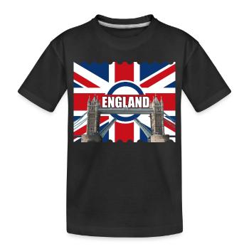 England Flag Tower Bridge - Kids' Premium Organic T-Shirt - black - Front