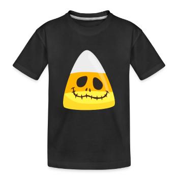 Halloween Candy Corn Pumpkin Emoticon Face - Kids' Premium Organic T-Shirt - black - Front