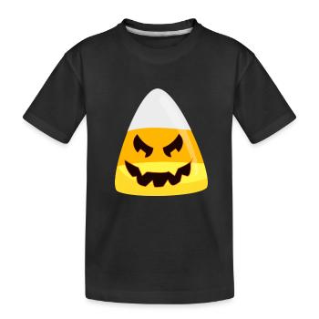 Halloween Candy Corn Pumpkin Emoticon Face - Kids' Premium Organic T-Shirt - black - Front