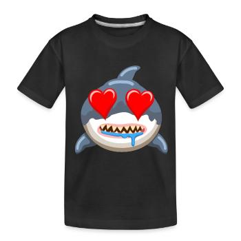 Funny Shark Whale Emoticon Anime Cartoon - Kids' Premium Organic T-Shirt - black - Front