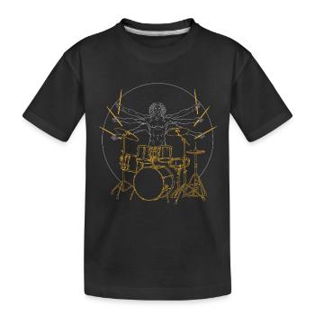 Drums Da Vinci - Cadeau Drummer Rock - T-shirt bio Premium Enfant - noir - Devant