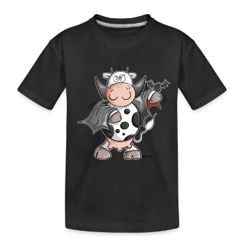 Dracula Kuh I Vampir Fun - Kinder Premium Bio T-Shirt - Schwarz - Vorne
