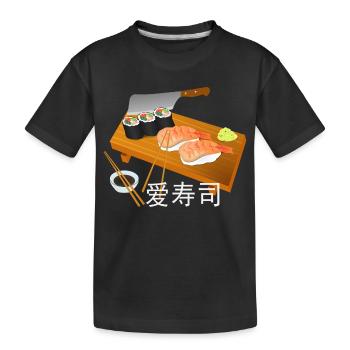 J'aime les sushis - T-shirt bio Premium Enfant - noir - Devant