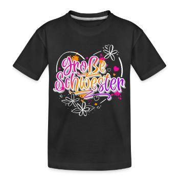 Große Schwester - Kinder Premium Bio T-Shirt - Schwarz - Vorne
