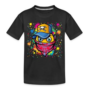 Maske und Graffiti - Kinder Premium Bio T-Shirt - Schwarz - Vorne