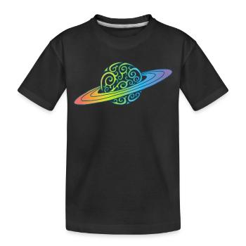 Rainbow planet - Kids' Premium Organic T-Shirt - black - Front