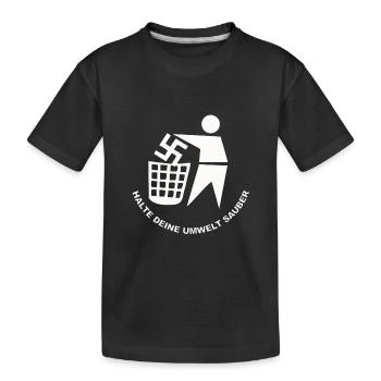 Halte Deine Umwelt Sauber - Kinder Premium Bio T-Shirt - Schwarz - Vorne