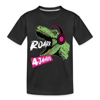 Roarrr, j’ai 4 | T-Rex 4 ans | Dino - T-shirt bio Premium Enfant - noir - Devant