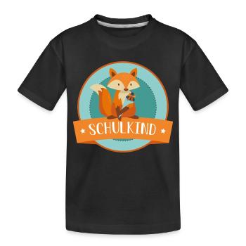 Schulkind - schlauer Fuchs - Schulbeginn - Kinder Premium Bio T-Shirt - Schwarz - Vorne
