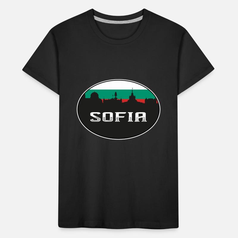 Sofia Bulgaria Skyline Silhouette Bulgarian Flag T Kids' Premium Organic T-Shirt