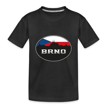 Brno Czechia Skyline Silhouette Tschechische Flagge Reisen - Kinder Premium Bio T-Shirt - Schwarz - Vorne