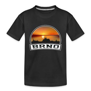 Brno Tschechien Skyline Vintage Sonnenuntergang Reise Souveni - Kinder Premium Bio T-Shirt - Schwarz - Vorne