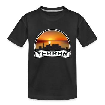 Tehran Iran Skyline Vintage Sunset Travel Souvenir - Kids' Premium Organic T-Shirt - black - Front