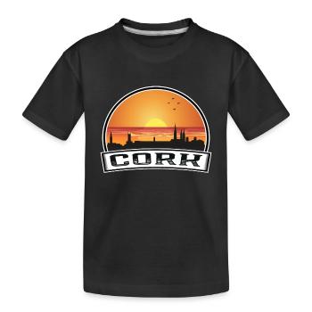 Cork Ireland Skyline Vintage Sunset Travel Souveni - Kids' Premium Organic T-Shirt - black - Front