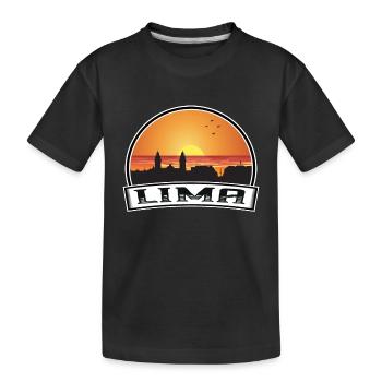 Lima Peru Skyline Vintage Sunset Travel Souvenir - Kids' Premium Organic T-Shirt - black - Front