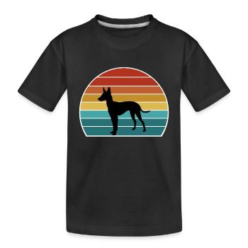 Cirneco Dell Etna Hund Silhouette Vintage Sonnenuntergang fo - Kinder Premium Bio T-Shirt - Schwarz - Vorne