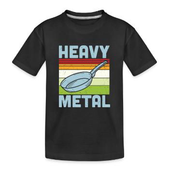 Cooking Quote Heavy Metal Iron Frying Pan Cook - Kids' Premium Organic T-Shirt - black - Front
