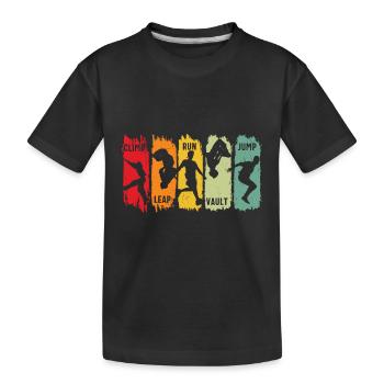 Parkour Freilauf Klettern Sprung Lauf Sprung Sprung Sprung - Kinder Premium Bio T-Shirt - Schwarz - Vorne