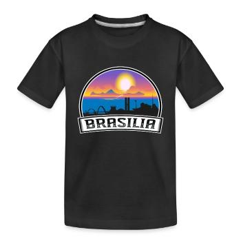 Brasilia Brasilien Skyline Vintage Sonnenuntergang Travel Souv - Kinder Premium Bio T-Shirt - Schwarz - Vorne