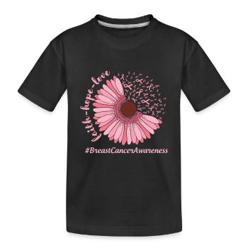 Sensibilisation au cancer du sein Fleur rose - T-shirt bio Premium Enfant - noir - Devant
