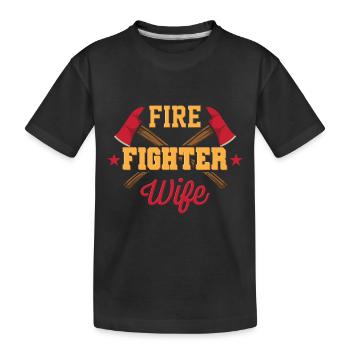 Feuerwehrfrau - Kinder Premium Bio T-Shirt - Schwarz - Vorne