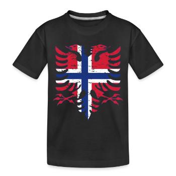 Albanien Norwegen Flagge used look - Kinder Premium Bio T-Shirt - Schwarz - Vorne