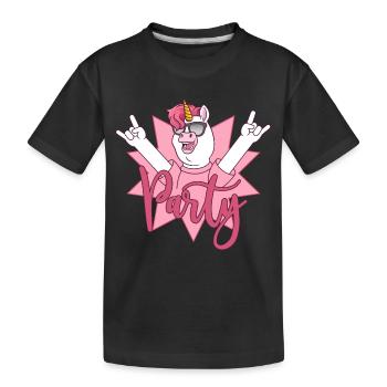 Party Einhorn  - Kinder Premium Bio T-Shirt - Schwarz - Vorne
