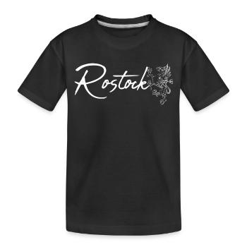 Rostock Schriftzug mit Greif - Kinder Premium Bio T-Shirt - Schwarz - Vorne