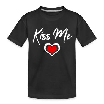 Kiss Me Herzchen - Kinder Premium Bio T-Shirt - Schwarz - Vorne