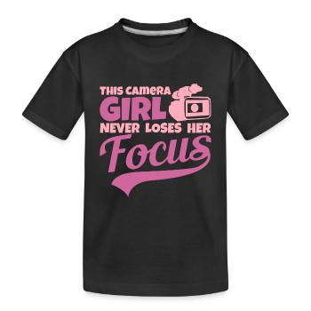 Kamerafrau - Kinder Premium Bio T-Shirt - Schwarz - Vorne