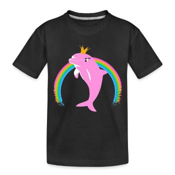 Rainbow Dolphin Golden Crown Pink - Kids' Premium Organic T-Shirt - black - Front