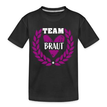 Team Braut - Junggesellinnenabschied Hochzeit JGA - Kinder Premium Bio T-Shirt - Schwarz - Vorne