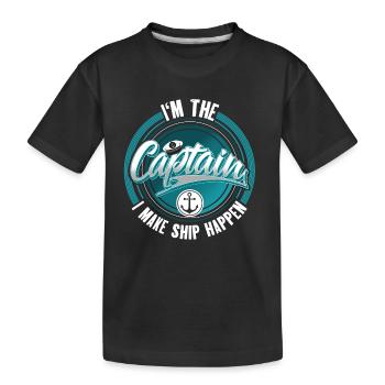 Capitaine Voilier Bateau à moteur Bateau Marin - T-shirt bio Premium Enfant - noir - Devant