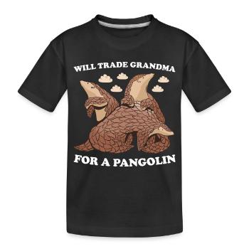 Échangera grand-mère contre un pangolin - T-shirt bio Premium Enfant - noir - Devant