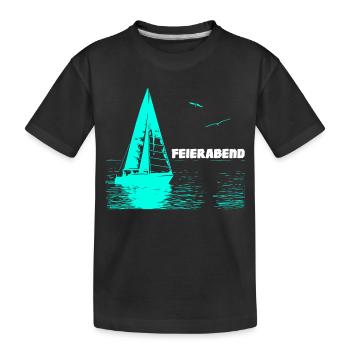Feierabend Segelboot und 2 Möwen - Kinder Premium Bio T-Shirt - Schwarz - Vorne