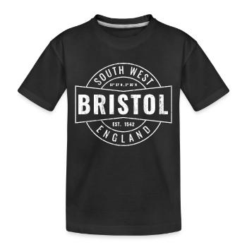Bristol Vintage City Badge - Kids' Premium Organic T-Shirt - black - Front
