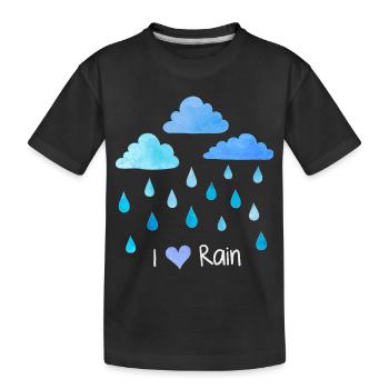 J’aime la pluie, les gouttes de pluie, les nuages météorologiques, l’humidité - T-shirt bio Premium Enfant - noir - Devant