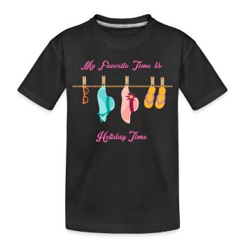 Meine Lieblings Zeit ist Ferien Zeit - Kinder Premium Bio T-Shirt - Schwarz - Vorne