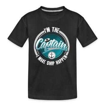 Capitaine Voilier Bateau à moteur Bateau Marin - T-shirt bio Premium Enfant - noir - Devant