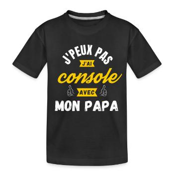 j peux pas j ai console avec mon papa - T-shirt bio Premium Enfant - noir - Devant