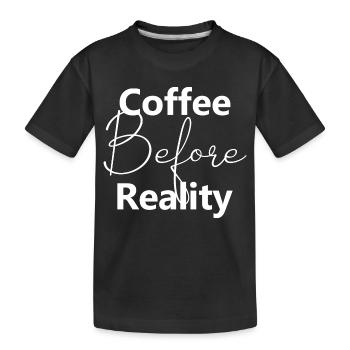 Le café avant la réalité - T-shirt bio Premium Enfant - noir - Devant