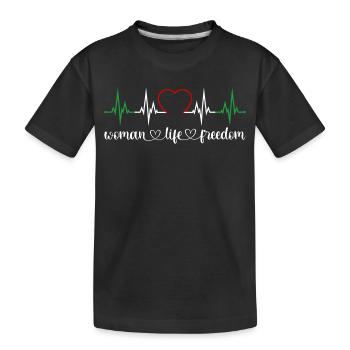Femme Vie Liberté Battement de cœur Iran Droits des femmes - T-shirt bio Premium Enfant - noir - Devant
