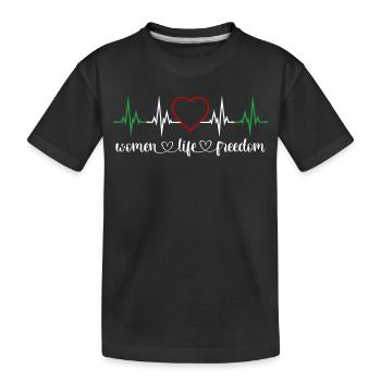 Femmes Vie Liberté Battement de cœur Droits des femmes Iran - T-shirt bio Premium Enfant - noir - Devant